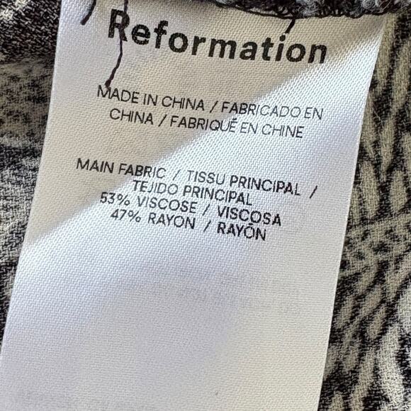 Reformation Slip Crimini Midi Dress 2 Black White Palm Tree Surfboard Slit - Picture 6 of 7